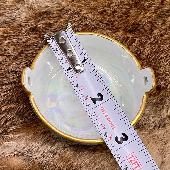 Small Germany Handpainted Iridescent Porcelain Floral Dish Bowl 1.75x2.75” - Picture 7 of 8